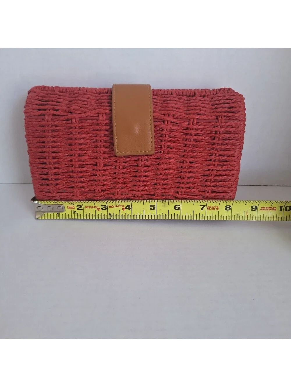 NWOT Shiraleah Red/Wine Wicker Clutch Crossbody Blue Leather Gold Chain [COPY]
